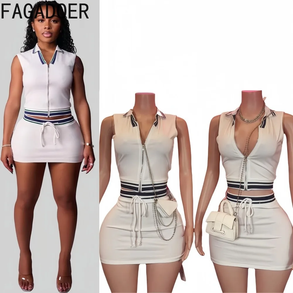FAGADOER Casual Sports Woman 2 Piece Set Outfit Sleeveless Stripe Patchwork Crop Top and Mini Skirt Tracksuits Female Streetwear
FAGADOER Casual Sports Woman 2 Piece Set Outfit Sleeveless Stripe Patchwork Crop Top and Mini Skirt Tracksuits Female Streetwear