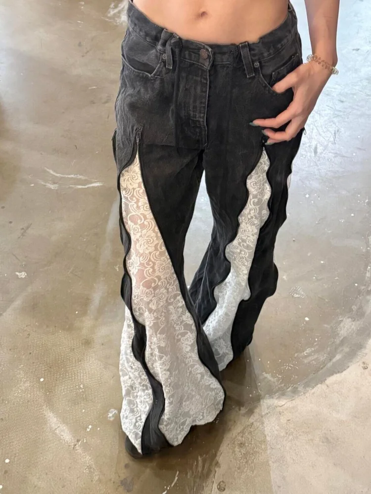 2025 Trend Y2K Style Lace Patchwork Baggy Women's Flared Summer Jeans Pants For Woman Clothing Wide Leg Gothic Long Trousers
2025 Trend Y2K Style Lace Patchwork Baggy Women's Flared Summer Jeans Pants For Woman Clothing Wide Leg Gothic Long Trousers