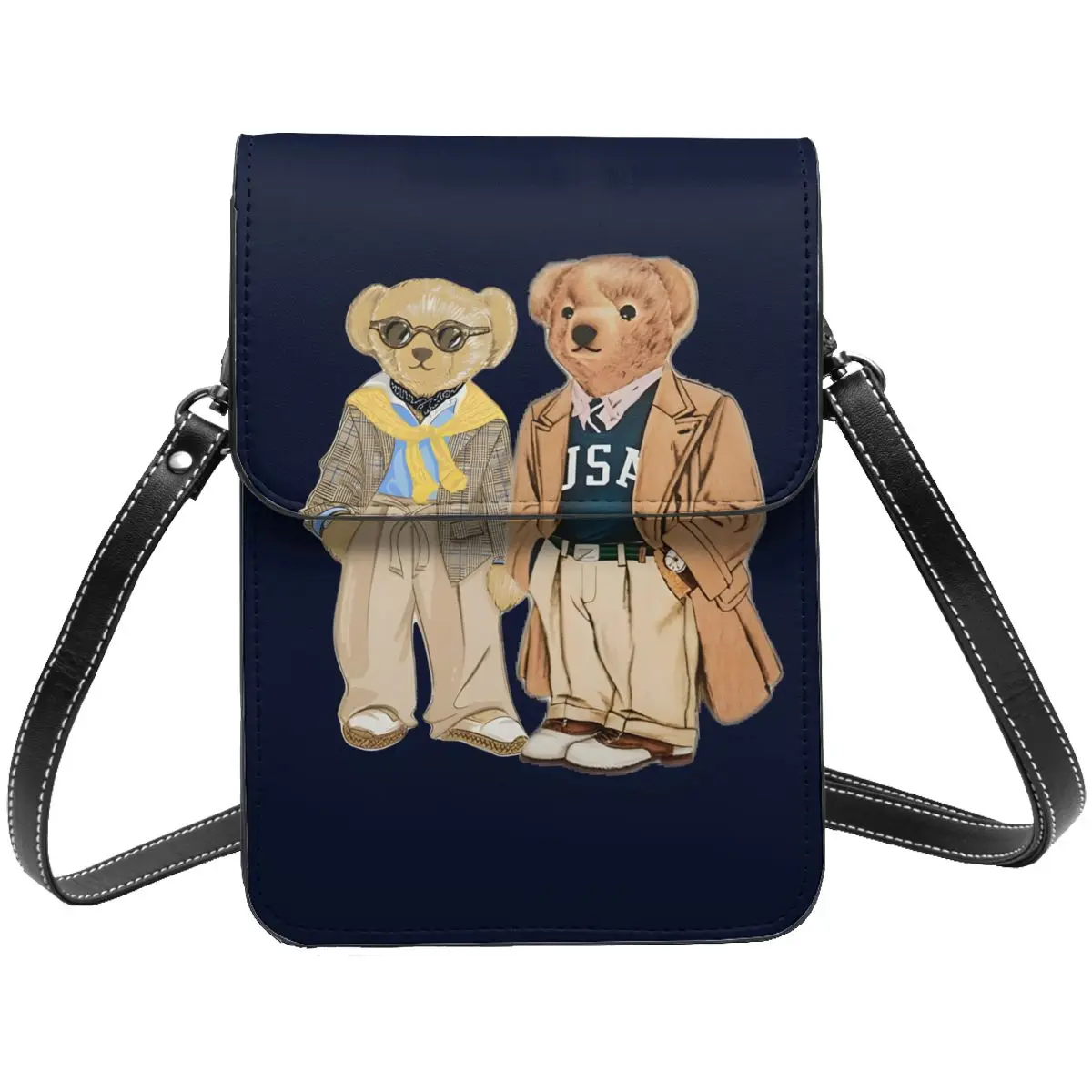 Маленькая кожаная сумочка для мобильного телефона Anime Bear Teddy с несколькими пространствами для хранения, легко увидеть телефон, карты и наличные.
Маленькая кожаная сумочка для мобильного телефона Anime Bear Teddy с несколькими пространствами для хранения, легко увидеть телефон, карты и наличные.
