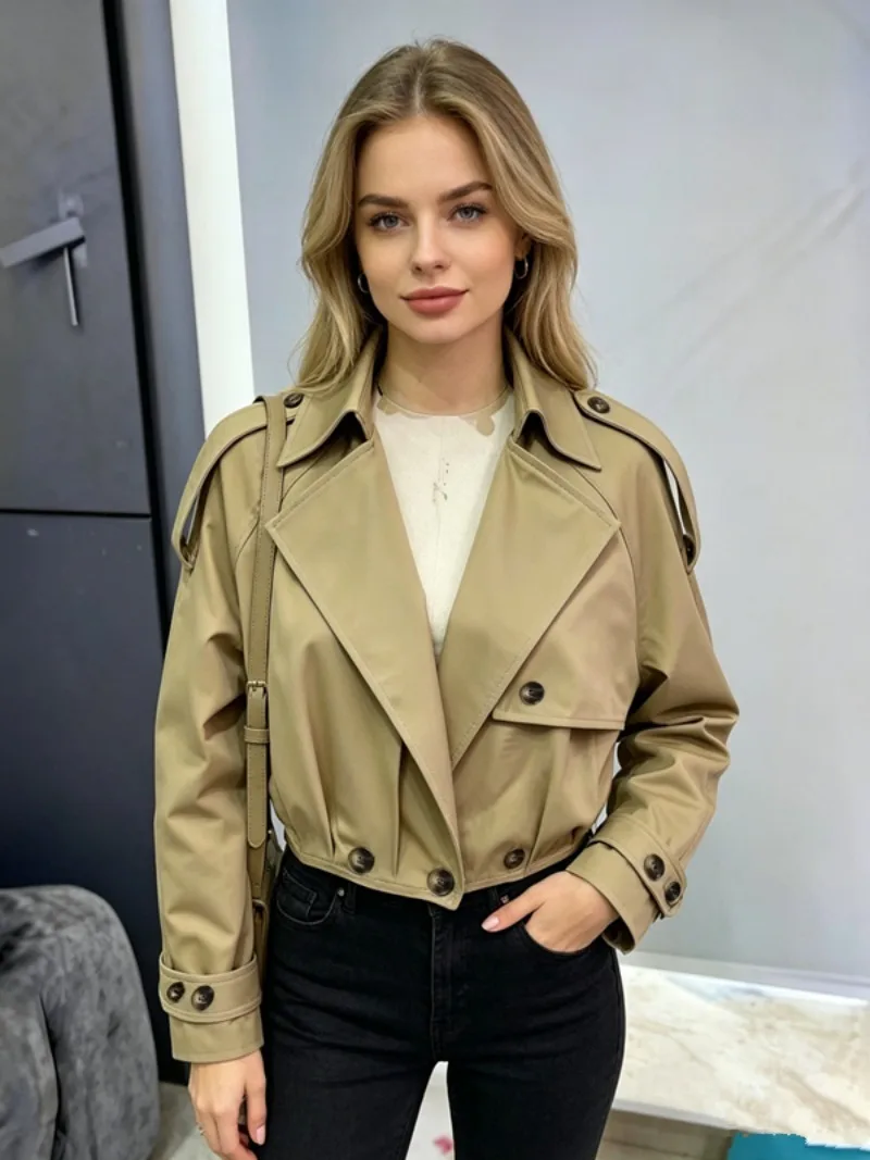 Vintage Short Trench Coat for Women Double Breasted Spring Autumn Women's Windbreaker Elegant Women Clothing Short Jackets
Vintage Short Trench Coat for Women Double Breasted Spring Autumn Women's Windbreaker Elegant Women Clothing Short Jackets