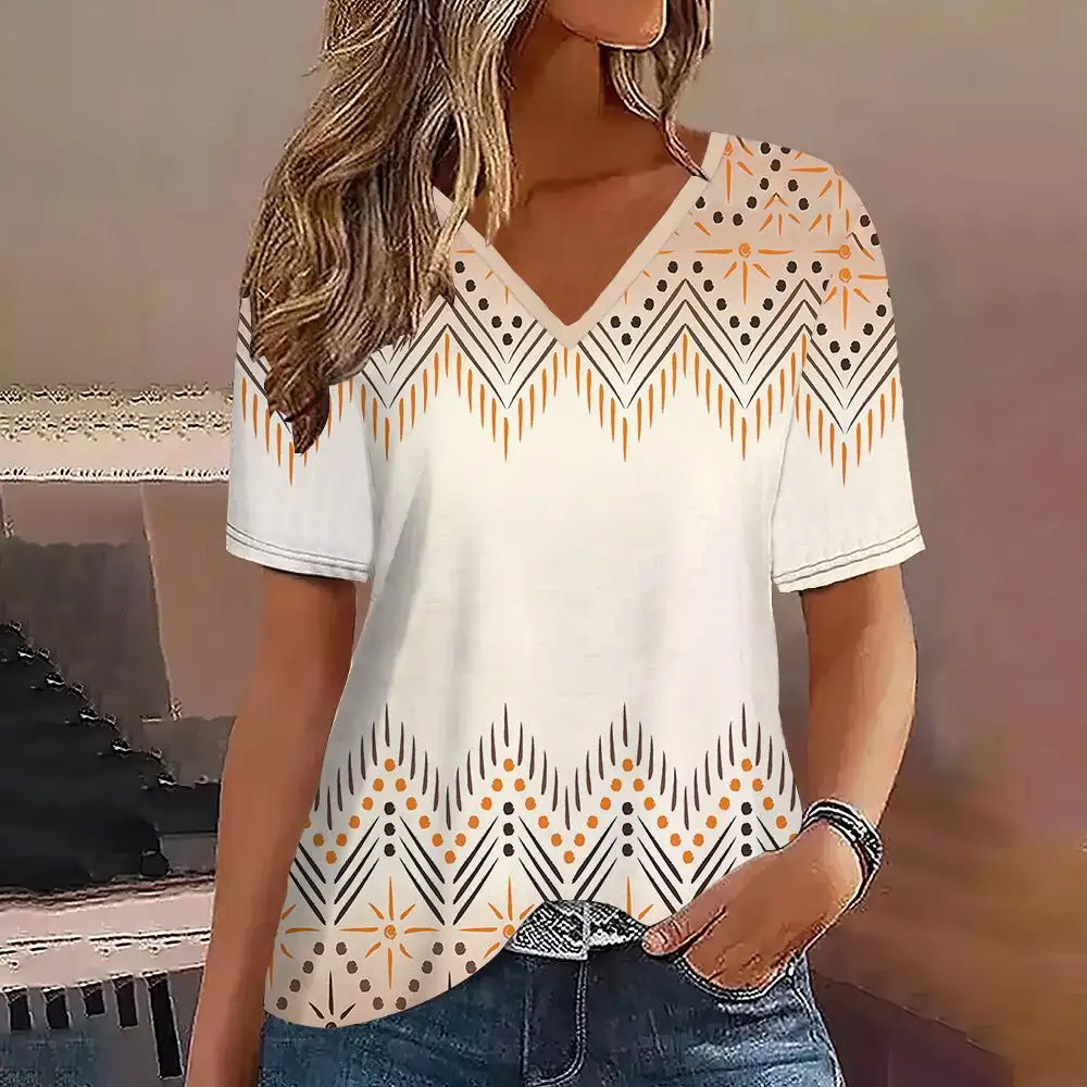 Women's T-Shirt Summer V-Neck Short Sleeve Striped Graphic Print Outdoor Casual Pullover Female T Shirts Oversized Clothing
Women's T-Shirt Summer V-Neck Short Sleeve Striped Graphic Print Outdoor Casual Pullover Female T Shirts Oversized Clothing