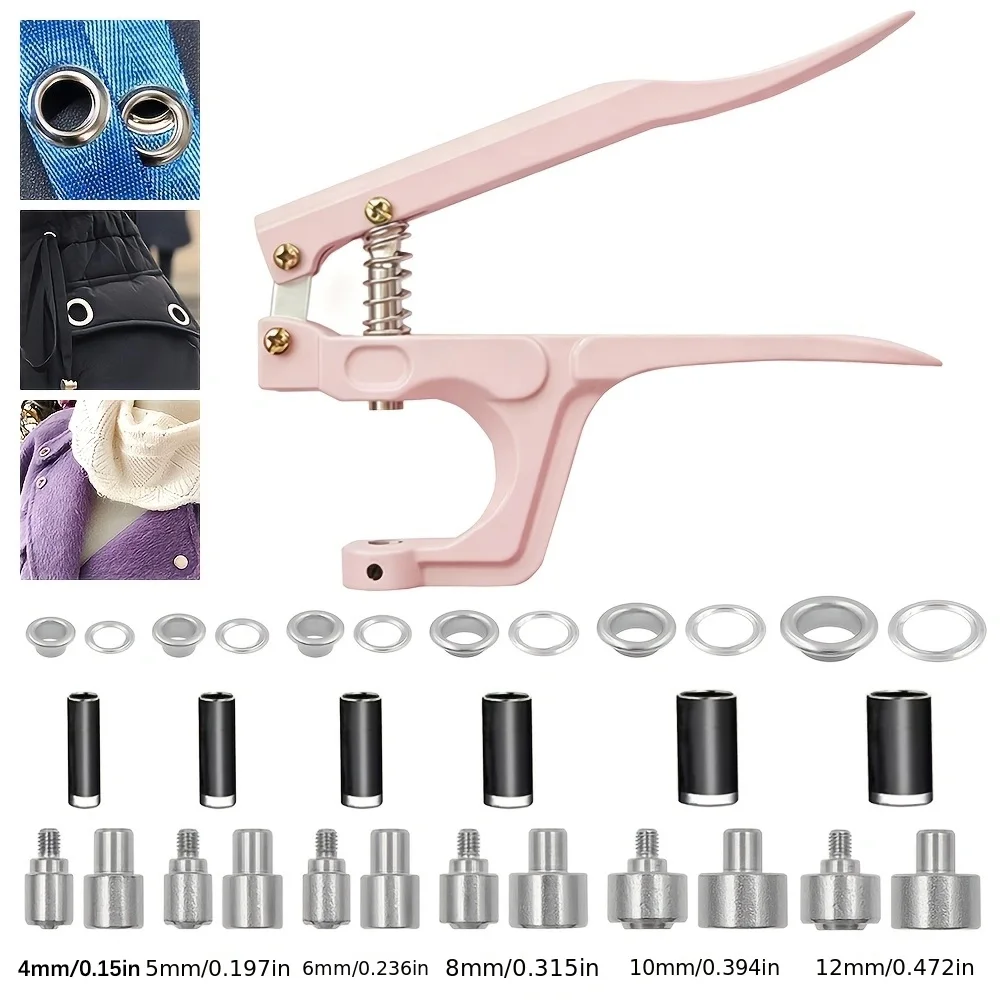Interchangeable Molds 500 Sets Eyelet Punch Kit, Heavy-Duty Tool with Metal Eyelets Different Sizes & Rivet Clamps for Tarp Fabr
Interchangeable Molds 500 Sets Eyelet Punch Kit, Heavy-Duty Tool with Metal Eyelets Different Sizes & Rivet Clamps for Tarp Fabr