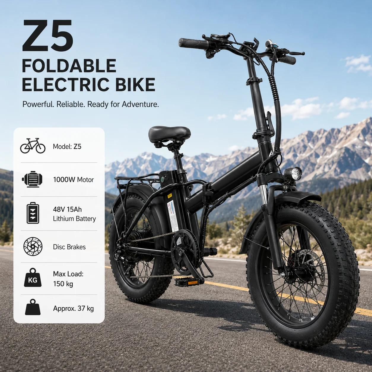 E Bike 20*4.0 Tires Foldable Electric Bicycle 1000W Motor 48V 15Ah Battery 7 Speed Disc Brake City Road Off-Road Commuter Bike
E Bike 20*4.0 Tires Foldable Electric Bicycle 1000W Motor 48V 15Ah Battery 7 Speed Disc Brake City Road Off-Road Commuter Bike