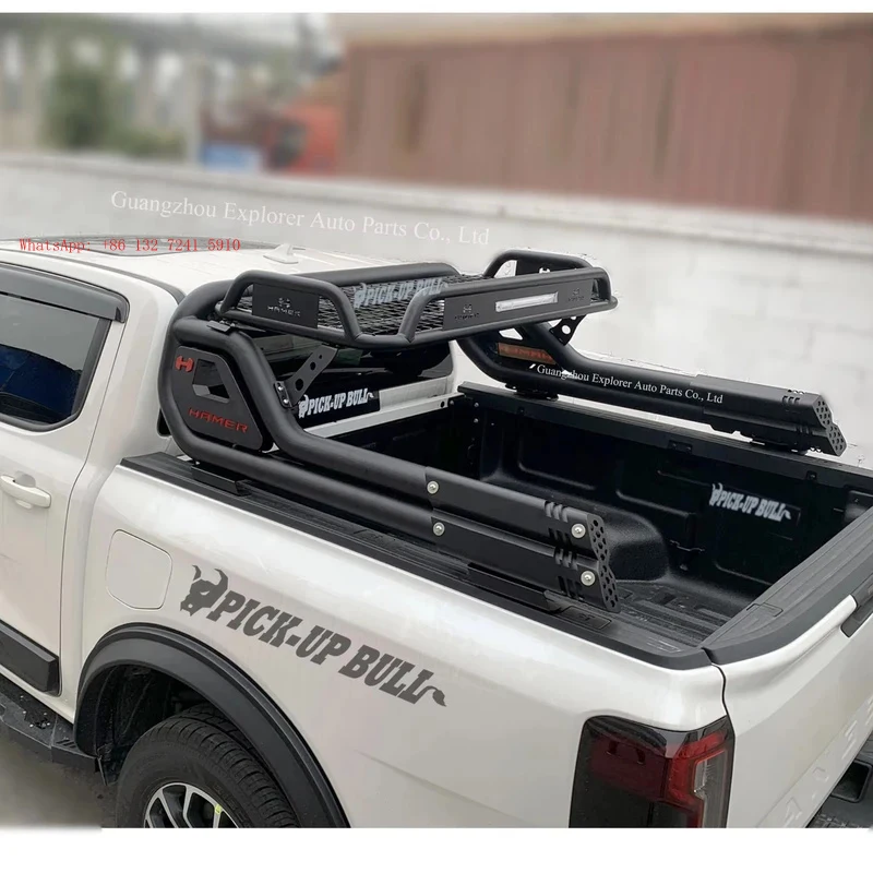 Black sporty four-wheel drive pickup truck roll cage suitable for general models such as Hilux, Ranger, Dmax, Navara, and NP300
Black sporty four-wheel drive pickup truck roll cage suitable for general models such as Hilux, Ranger, Dmax, Navara, and NP300