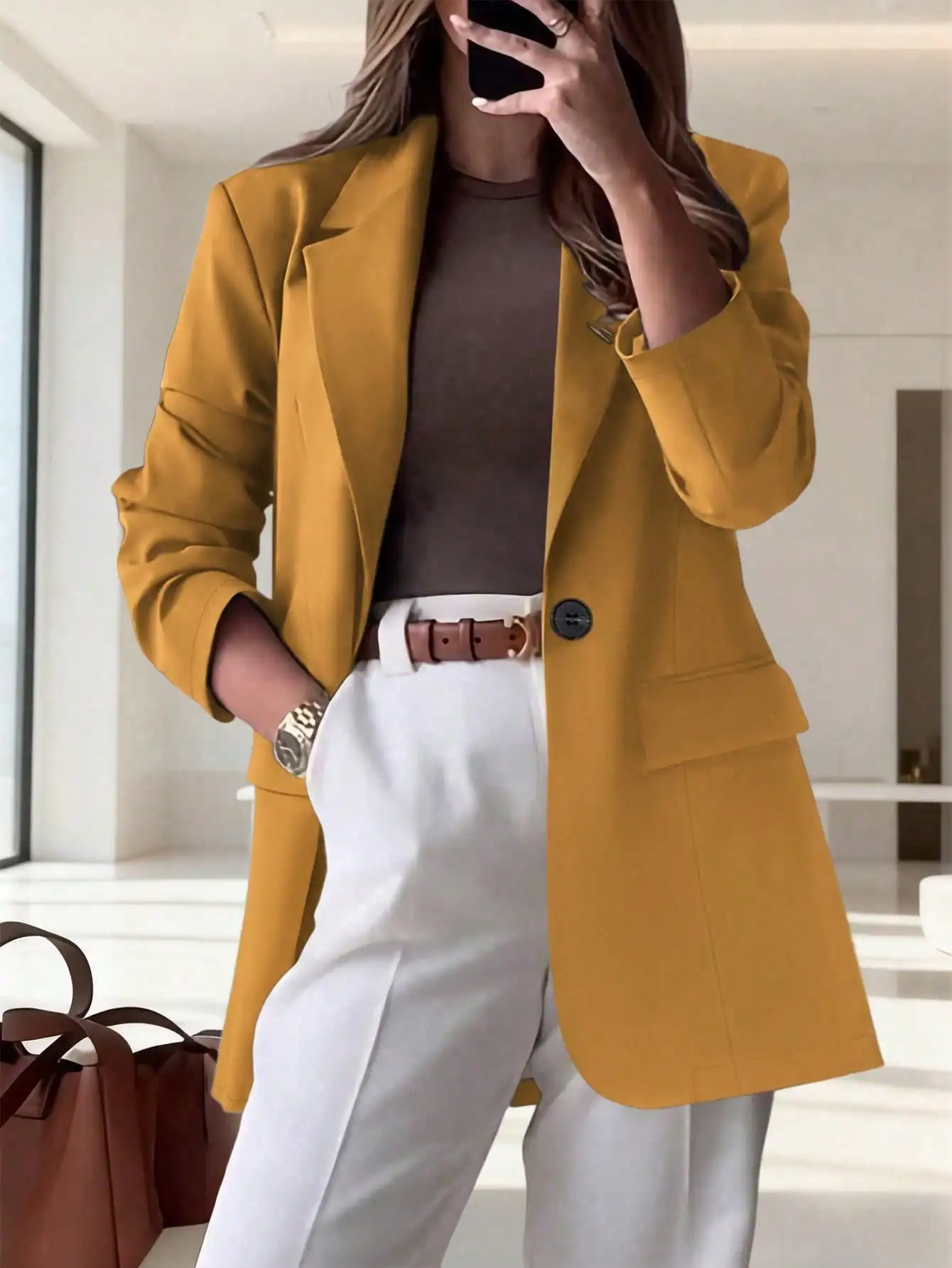 Women's Winter Solid Color Blazer Jacket, Stylish Pockets & Lapel, Loose Fit for Office & Daily Wear,Lightweight jacket,Suitable
Women's Winter Solid Color Blazer Jacket, Stylish Pockets & Lapel, Loose Fit for Office & Daily Wear,Lightweight jacket,Suitable