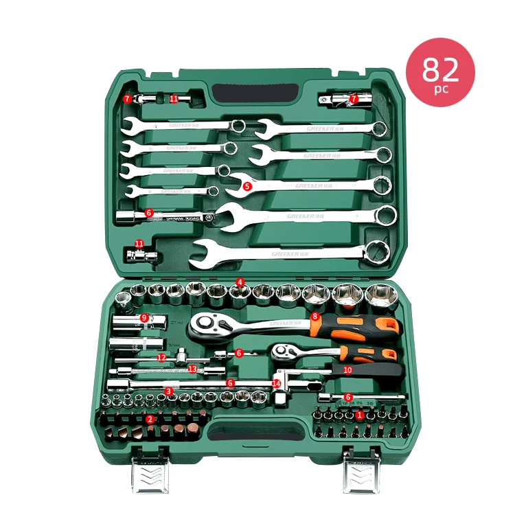 TFAUTENF 82 piece vehicle tools with combination wrench, socket, ratchet, and plastic storage box for car repair and maintenance
TFAUTENF 82 piece vehicle tools with combination wrench, socket, ratchet, and plastic storage box for car repair and maintenance
