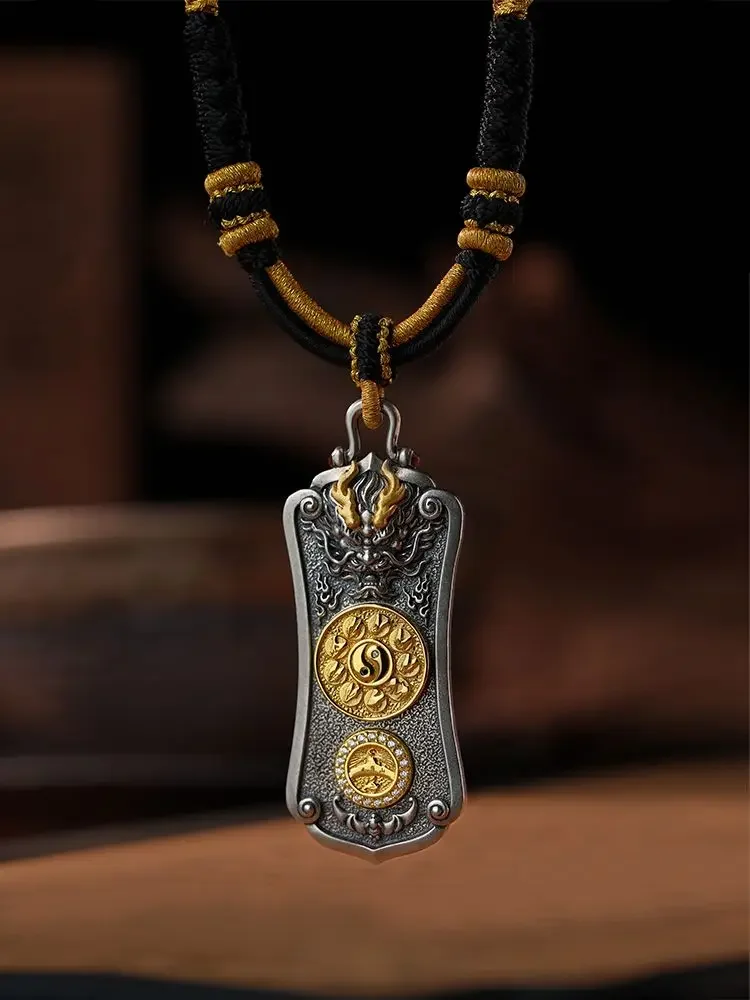 Wudang Mountain Nine-character True Words Necklace Pendant Ancient Silver Men's Chao Chinese Style Taoism Charm Creative Jewelry
Wudang Mountain Nine-character True Words Necklace Pendant Ancient Silver Men's Chao Chinese Style Taoism Charm Creative Jewelry