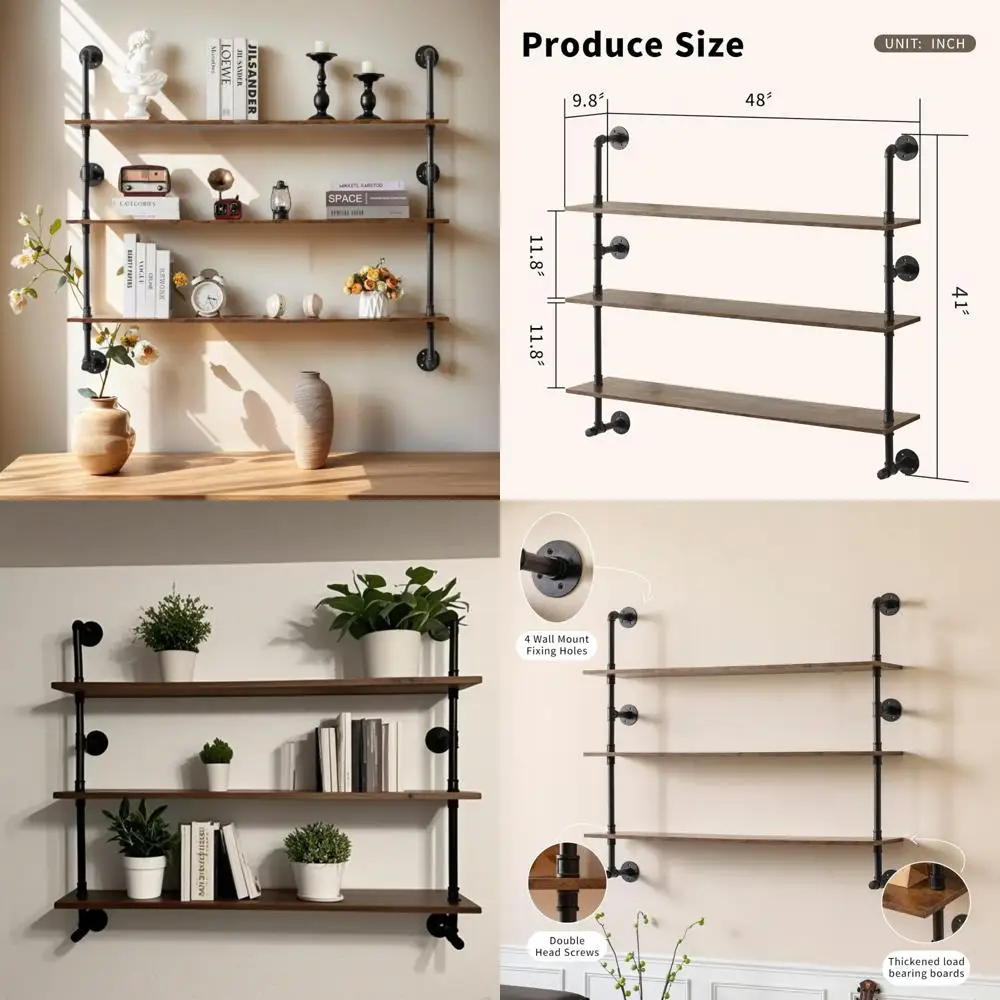 48-дюймовые настенные полки для труб в деревенском стиле с деревянной палубой, 3-уровневое хранилище в ванной комнате в стиле фермерского дома
48-дюймовые настенные полки для труб в деревенском стиле с деревянной палубой, 3-уровневое хранилище в ванной комнате в стиле фермерского дома