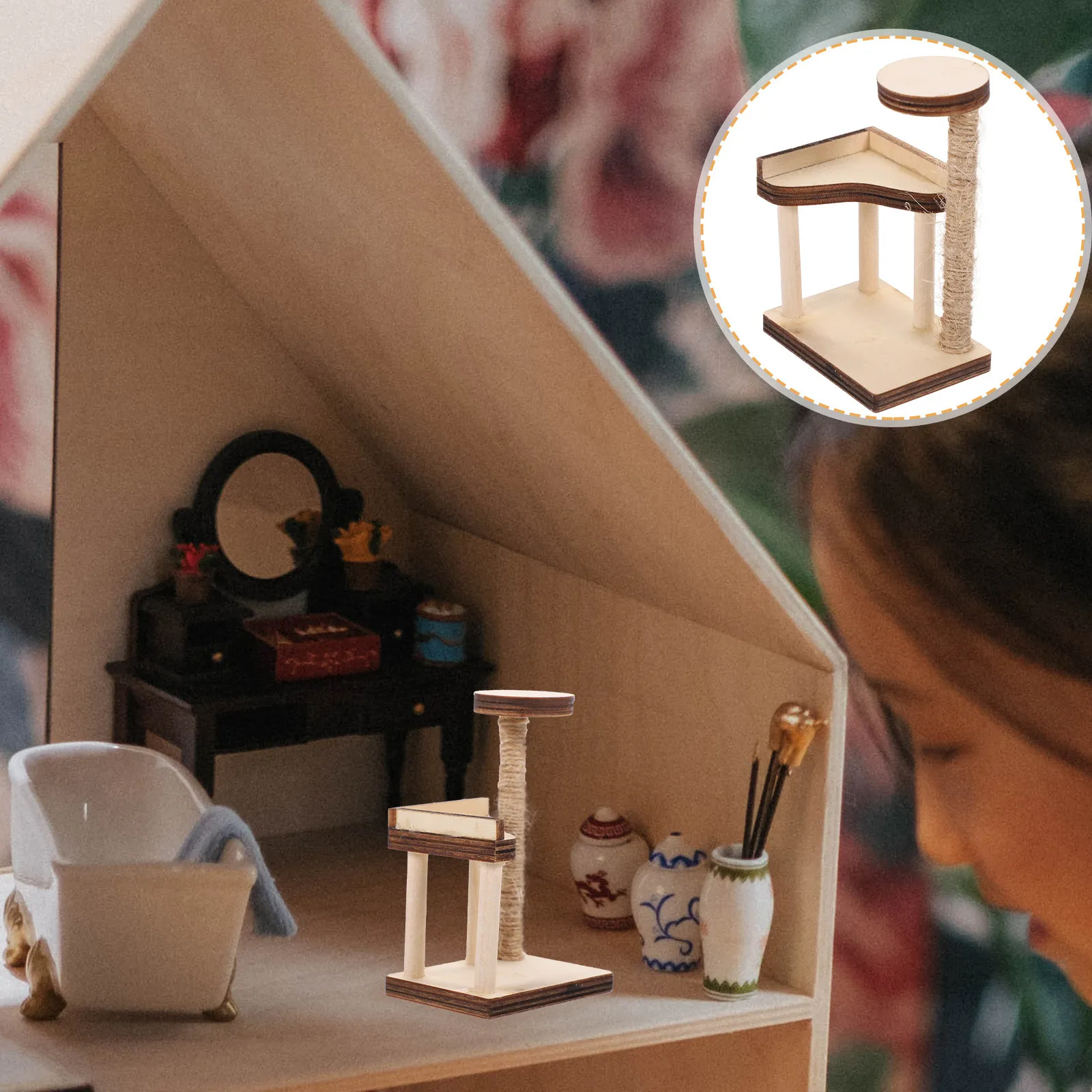 Miniature House Cat Tree Wooden Mini House Furniture Natural Wood Mini Cat Scratching Post Decoration Furniture Model
Miniature House Cat Tree Wooden Mini House Furniture Natural Wood Mini Cat Scratching Post Decoration Furniture Model
