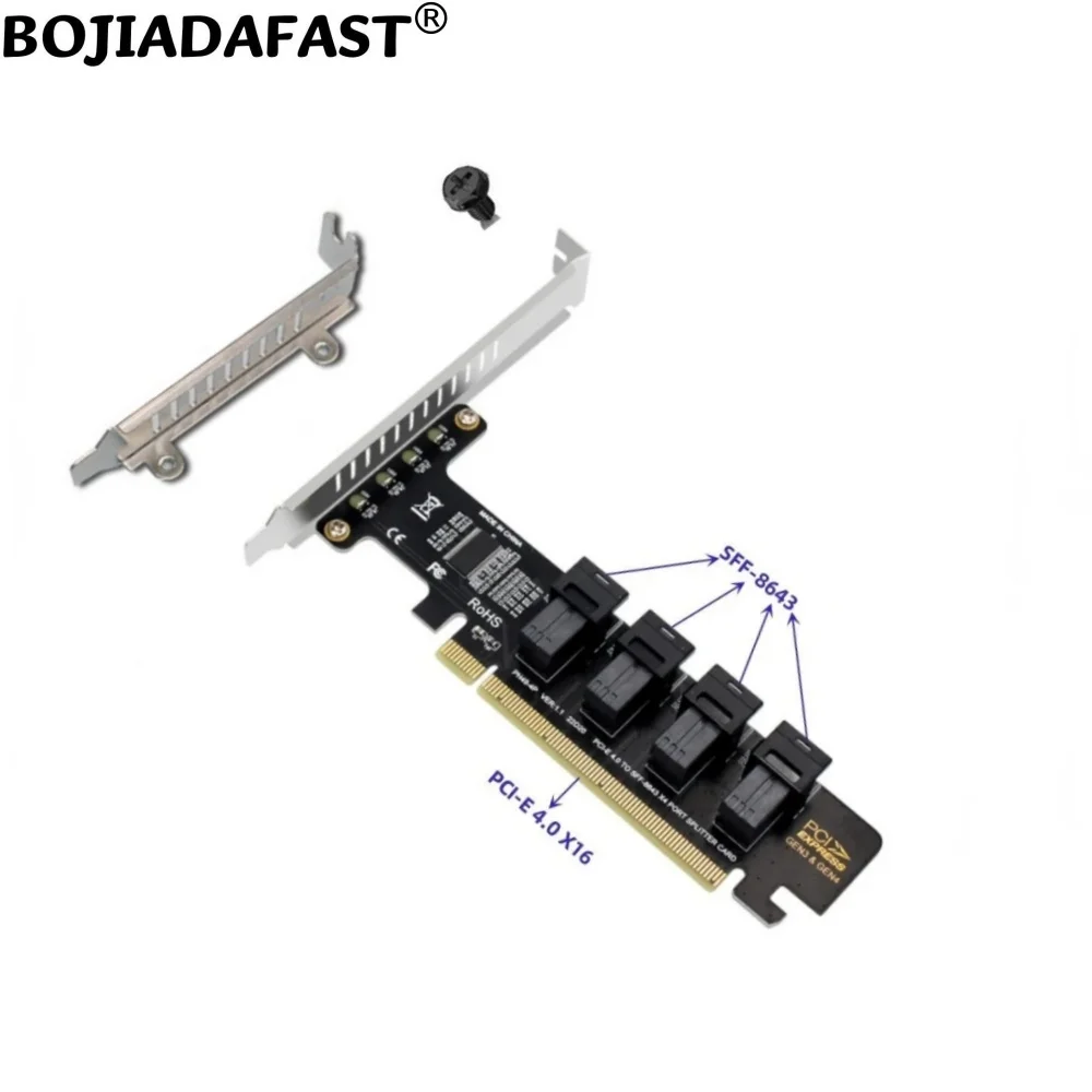 PCI Express PCI-E 4.0 16X-4*Mini SAS SFF-8643 Карта расширения адаптера для U2 NVME SSD
PCI Express PCI-E 4.0 16X-4*Mini SAS SFF-8643 Карта расширения адаптера для U2 NVME SSD