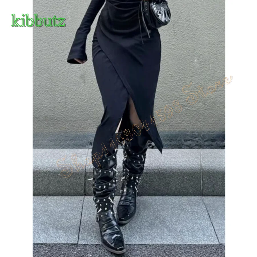 Fashion Studded Leather Buckle Boots,Flat Toe Thick Heel Knee High Boots Camping Party Women Boots 2023 New Zapatos Para Mujere
Fashion Studded Leather Buckle Boots,Flat Toe Thick Heel Knee High Boots Camping Party Women Boots 2023 New Zapatos Para Mujere