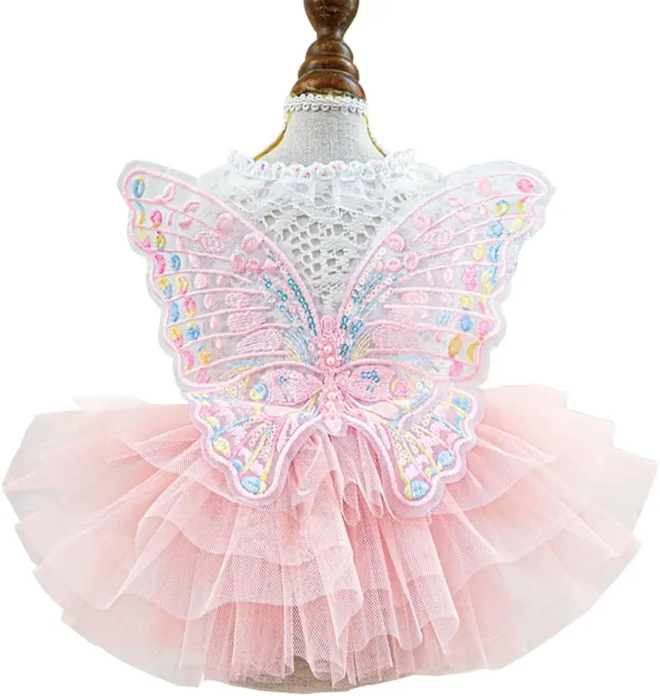Butterfly Dog Dress with Pink Tutu Funny Pet Butterfly Costume Holiday Cat Outfit for Halloween Birthday Wedding
Butterfly Dog Dress with Pink Tutu Funny Pet Butterfly Costume Holiday Cat Outfit for Halloween Birthday Wedding