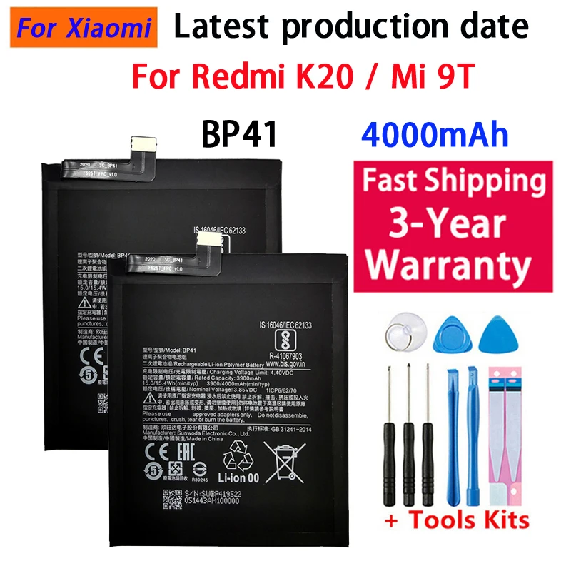 100% Replacement Battery For Xiaomi Redmi K20 Mi 9T Mi9T 4000mAh BP41 Premium Genuine Batteries Bateria
100% Replacement Battery For Xiaomi Redmi K20 Mi 9T Mi9T 4000mAh BP41 Premium Genuine Batteries Bateria