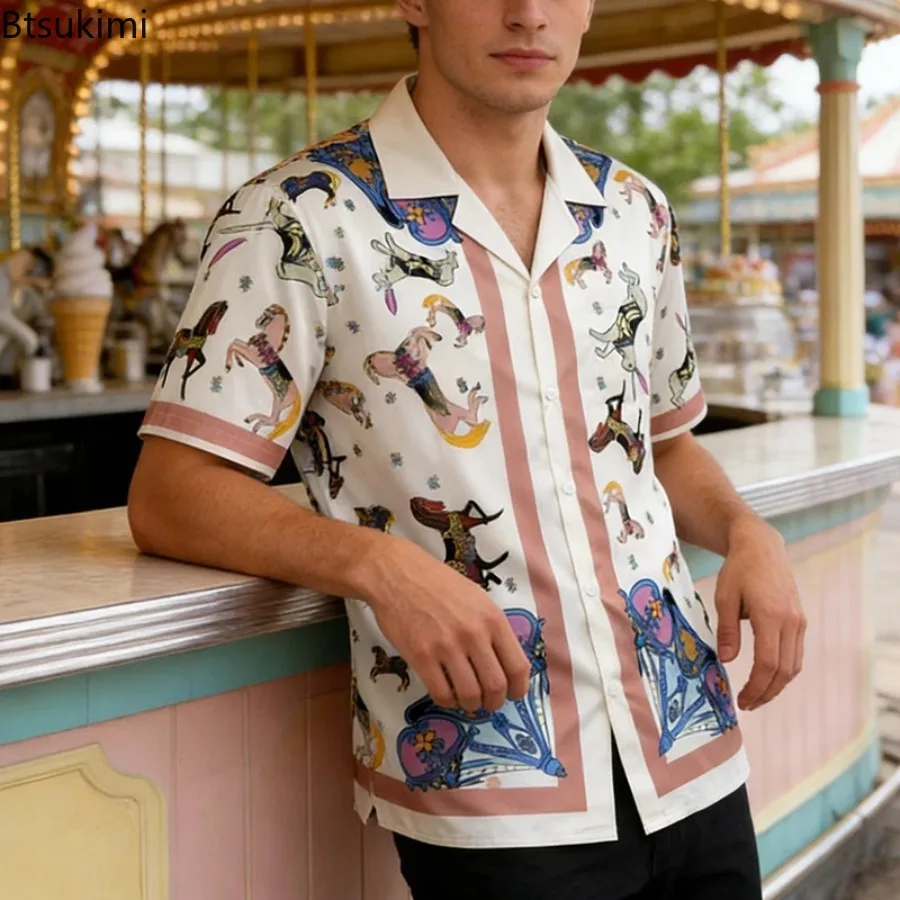 Men Fashion Vacation Short Sleeve Shirts Vintage Pattern Printed Silk Shirt Tops Men Casual Turn-down Collar Button-up Cardigan
Men Fashion Vacation Short Sleeve Shirts Vintage Pattern Printed Silk Shirt Tops Men Casual Turn-down Collar Button-up Cardigan