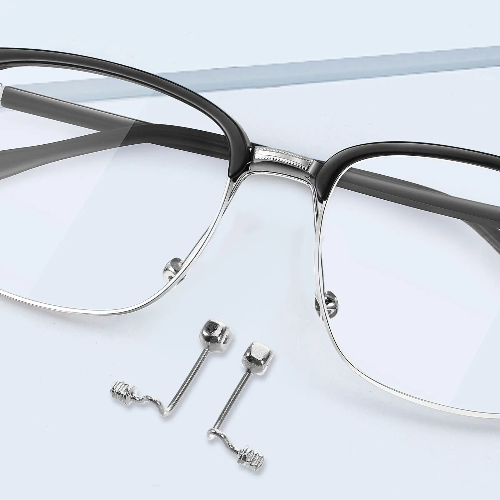 2Pcs Nose Bridge Holder Stainless Steel Screw Head Design Eyeglass Nose Arm Replacement for Sunglasses Glasses Frame Support
2Pcs Nose Bridge Holder Stainless Steel Screw Head Design Eyeglass Nose Arm Replacement for Sunglasses Glasses Frame Support