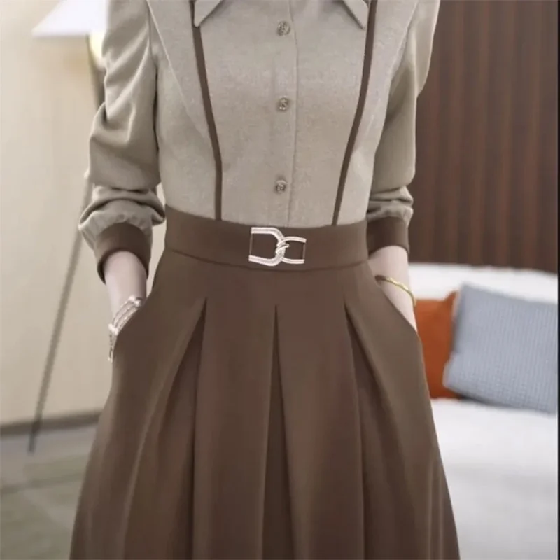 Advanced Femme Large Size 4XL Vestidos Spring Autumn Ladies Doll Collar Maxi Dress Fashion Women Fake Two Pieces Long Dresses
Advanced Femme Large Size 4XL Vestidos Spring Autumn Ladies Doll Collar Maxi Dress Fashion Women Fake Two Pieces Long Dresses