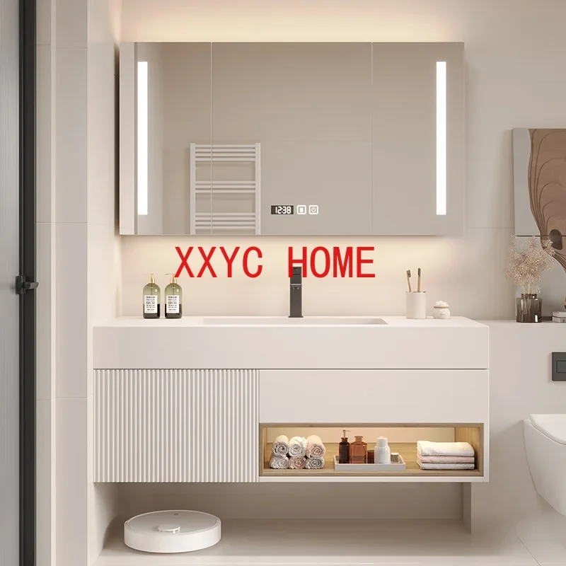 Simple Modern Bathroom Vanity Combo Rock Plate Integrated Bathroom Washbasin Smart Light Mirror Cabinet Luxury Furniture
Simple Modern Bathroom Vanity Combo Rock Plate Integrated Bathroom Washbasin Smart Light Mirror Cabinet Luxury Furniture