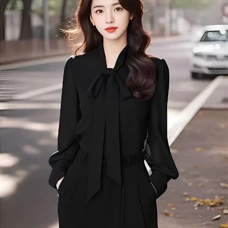 Elegant Black Knot Long Sleeve Chiffon Shirt Professional Ladylike Spring Autumn New Style Women's Business Shirt
Elegant Black Knot Long Sleeve Chiffon Shirt Professional Ladylike Spring Autumn New Style Women's Business Shirt