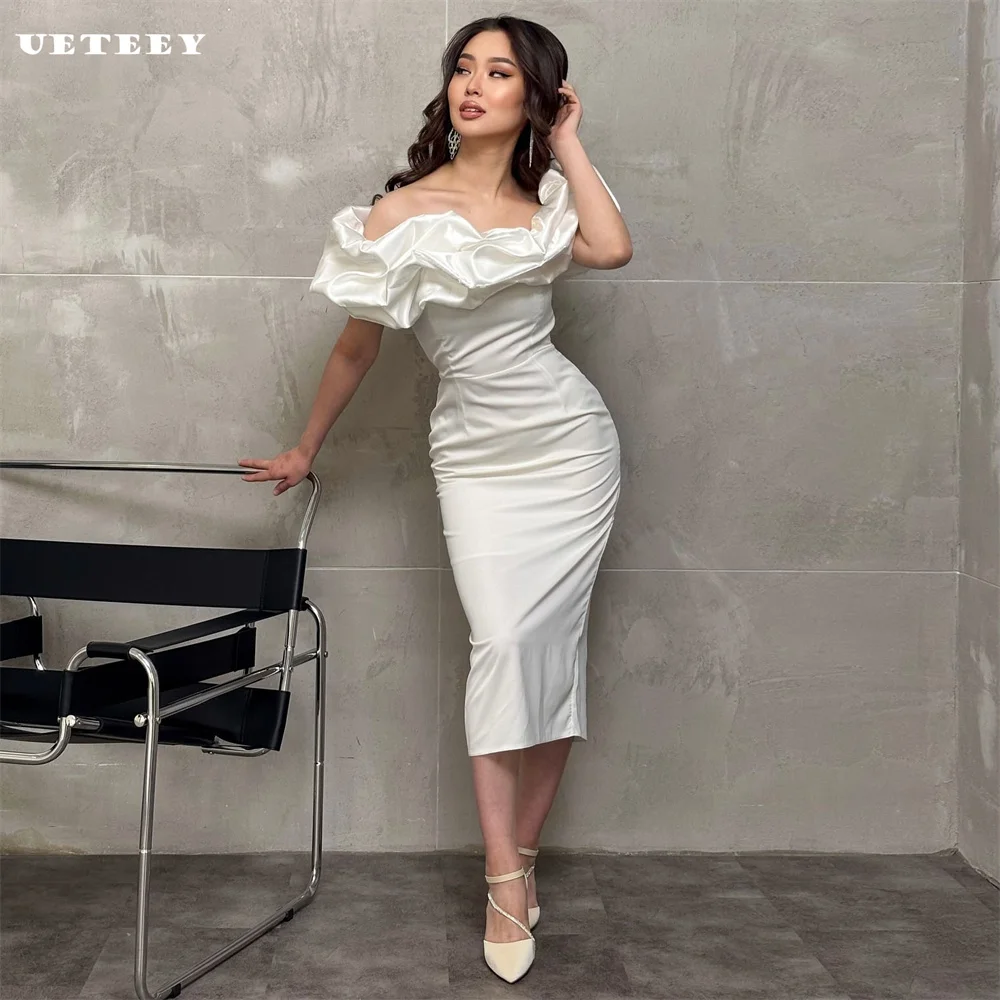 UETEEY Customized Simple Off Shoulder Pleats Lace Up Back Sheath Wedding Dress Women Tea Length Bridal Gown vestidos de novia
UETEEY Customized Simple Off Shoulder Pleats Lace Up Back Sheath Wedding Dress Women Tea Length Bridal Gown vestidos de novia