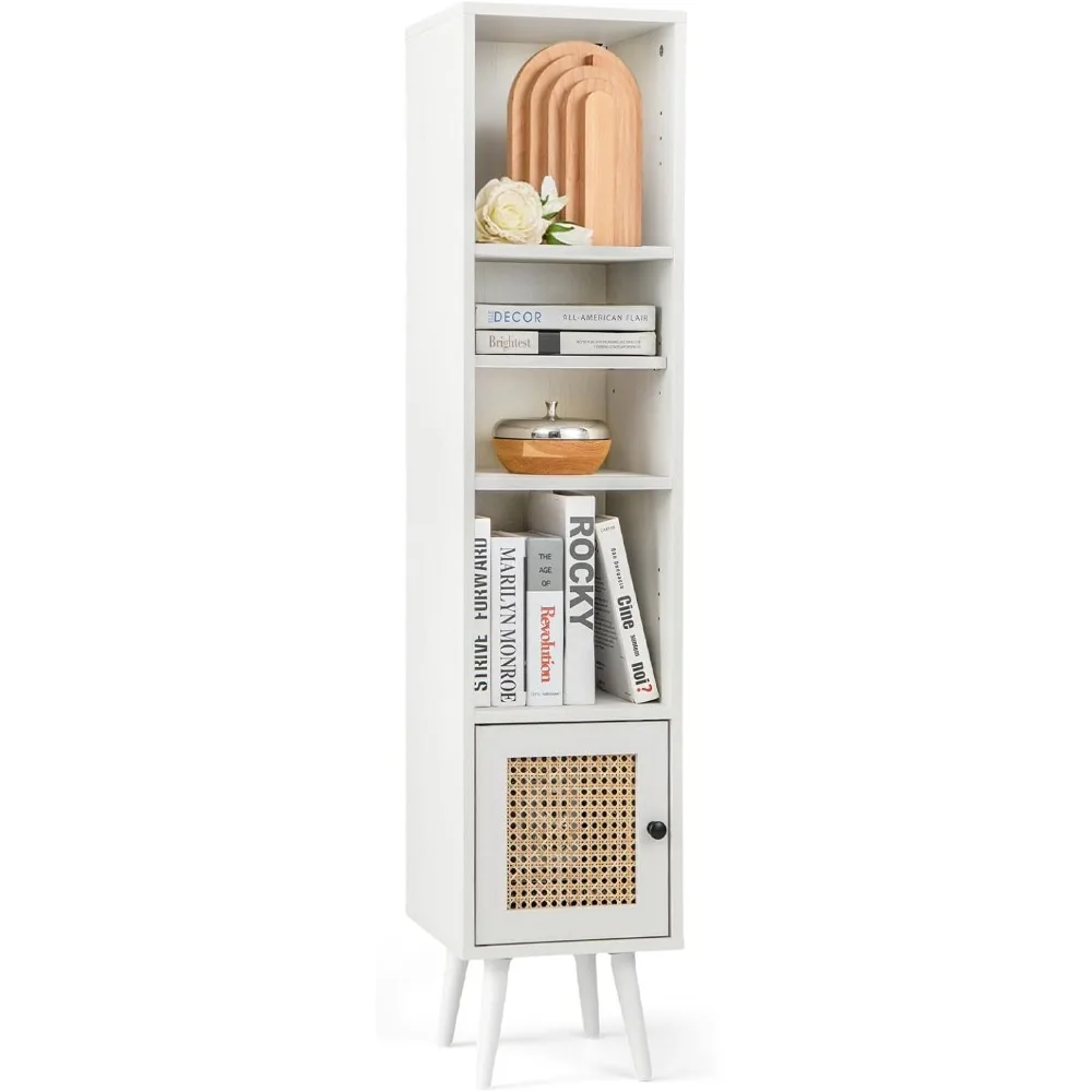 54 Inch Tall 4-Tier Bookcase with Door, Adjustable Shelf, Narrow Freestanding Vertical Bookshelf with Leg
54 Inch Tall 4-Tier Bookcase with Door, Adjustable Shelf, Narrow Freestanding Vertical Bookshelf with Leg