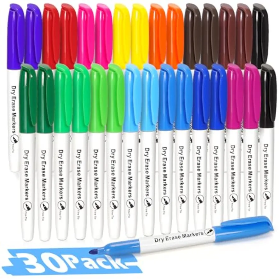 30 Packs Dry Erase Markers in 15 Colors, Fine Tip Whiteboard Markers for Teachers, Dry Erase Pens Bulk for Classroom Home, Back
30 Packs Dry Erase Markers in 15 Colors, Fine Tip Whiteboard Markers for Teachers, Dry Erase Pens Bulk for Classroom Home, Back