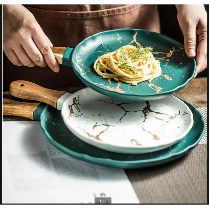 Marbling Ceramic Plate Western Dishes Steak Wooden Handle Round Dinner Plates Restaurant Tableware Home Fruit Snack Tray
Marbling Ceramic Plate Western Dishes Steak Wooden Handle Round Dinner Plates Restaurant Tableware Home Fruit Snack Tray