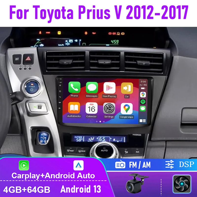 9" 4-64GB For Toyota Prius V 2012-2017 Car Stereo Radio FM AM Android 13 Apple Carplay Head Unit Reversing Image
9" 4-64GB For Toyota Prius V 2012-2017 Car Stereo Radio FM AM Android 13 Apple Carplay Head Unit Reversing Image