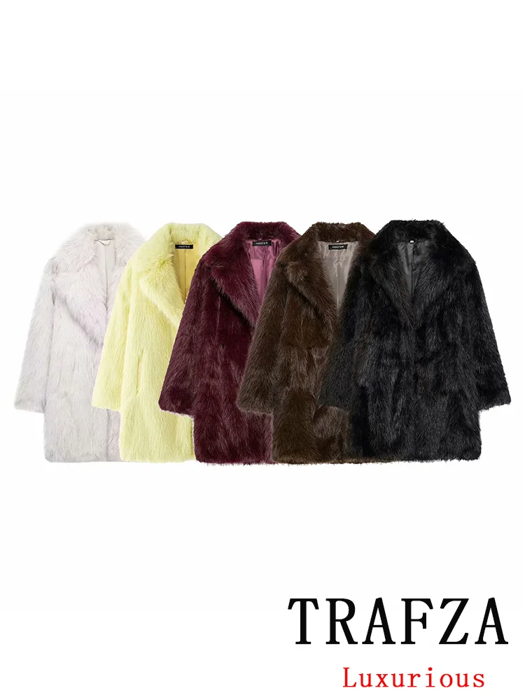 TRAFZA Vintage Faux Fur Casual Women Jackets Solid Turn-down Collar Long Sleeve Warm Coat New Fashion 2024 Autumn Winter Outwear
TRAFZA Vintage Faux Fur Casual Women Jackets Solid Turn-down Collar Long Sleeve Warm Coat New Fashion 2024 Autumn Winter Outwear