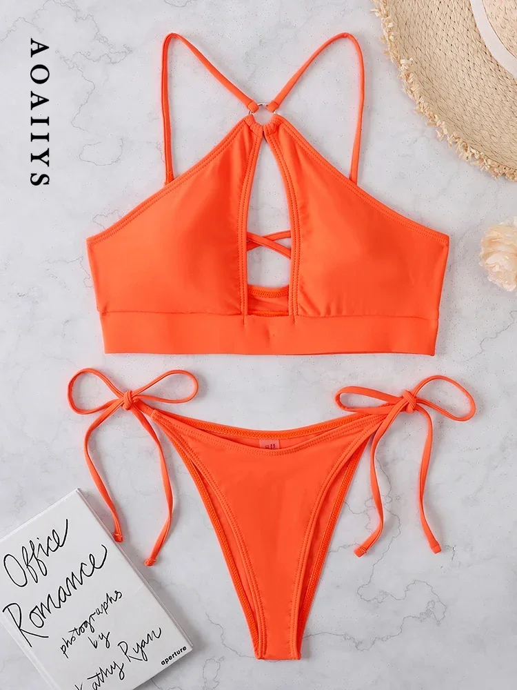Aoaiiys Swimsuit Women Hollow Out Solid Bikini Suit Strappy Lace Up Beachwear Swimwear 2025 Two-pieces Sexy Halter Bathing Suit
Aoaiiys Swimsuit Women Hollow Out Solid Bikini Suit Strappy Lace Up Beachwear Swimwear 2025 Two-pieces Sexy Halter Bathing Suit