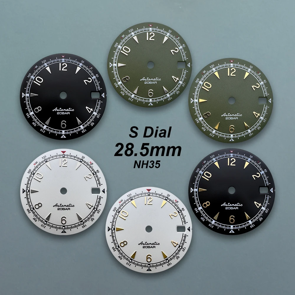 28.5mm S Logo Matte Diving Dial Fit NH35/NH36/4R/7S Japan Movement Green Luminous High Quality Watch Modification Accessories
28.5mm S Logo Matte Diving Dial Fit NH35/NH36/4R/7S Japan Movement Green Luminous High Quality Watch Modification Accessories