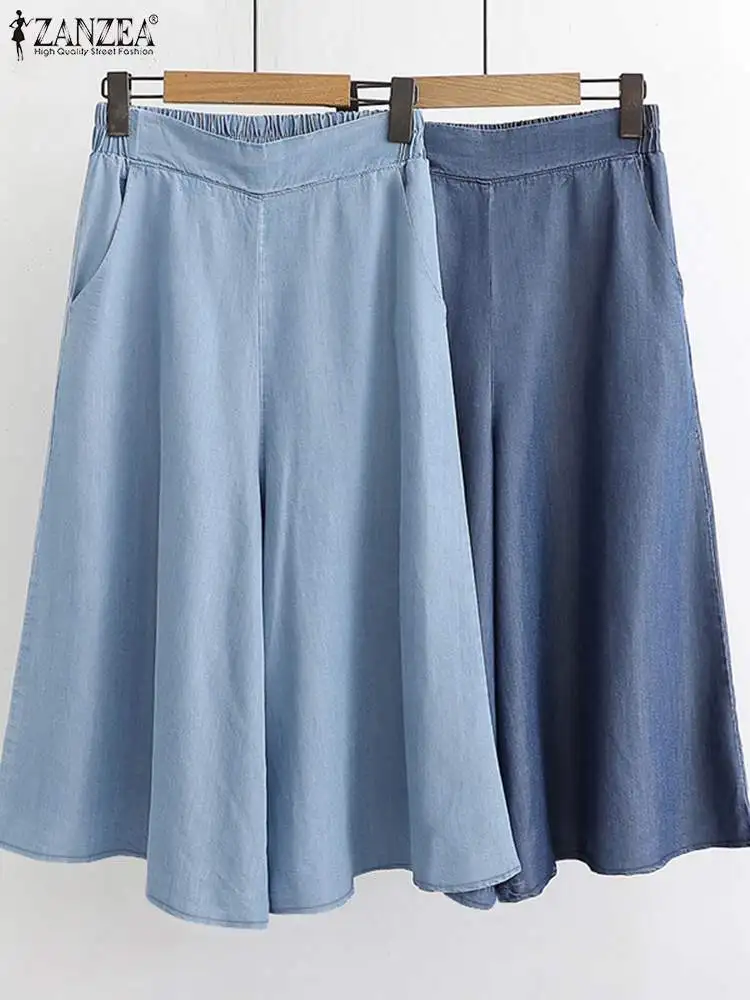 ZANZEA Vintage Work Pantalons Pocket Crop Pants Women Streetwear Wide Leg Trousers 2024 Autumn Retro Elastic Waist Loose Pants
ZANZEA Vintage Work Pantalons Pocket Crop Pants Women Streetwear Wide Leg Trousers 2024 Autumn Retro Elastic Waist Loose Pants