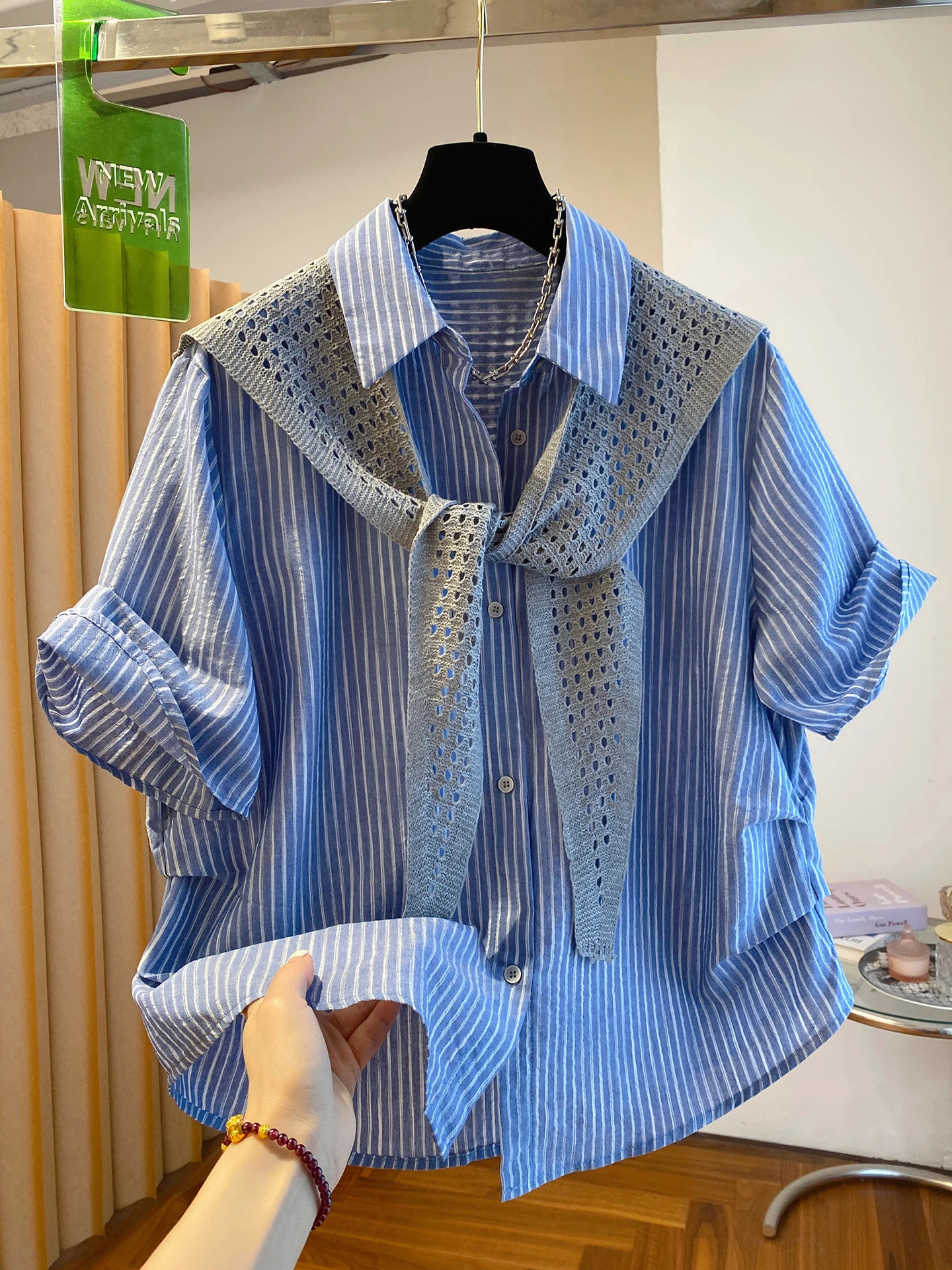 plus Size Women's Striped Shirt Loose Short Sleeve Summer Outfit Two-Piece Set Korean Style Casual Wear Polyester Fiber
plus Size Women's Striped Shirt Loose Short Sleeve Summer Outfit Two-Piece Set Korean Style Casual Wear Polyester Fiber