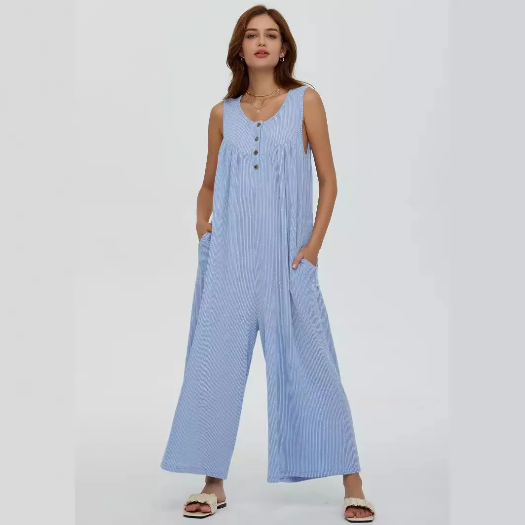 2025 New Spring and Summer Women's Clothing Fresh Casual Women's Clothing Fashion Loose Pocket Solid Color Button Jumpsuit
2025 New Spring and Summer Women's Clothing Fresh Casual Women's Clothing Fashion Loose Pocket Solid Color Button Jumpsuit