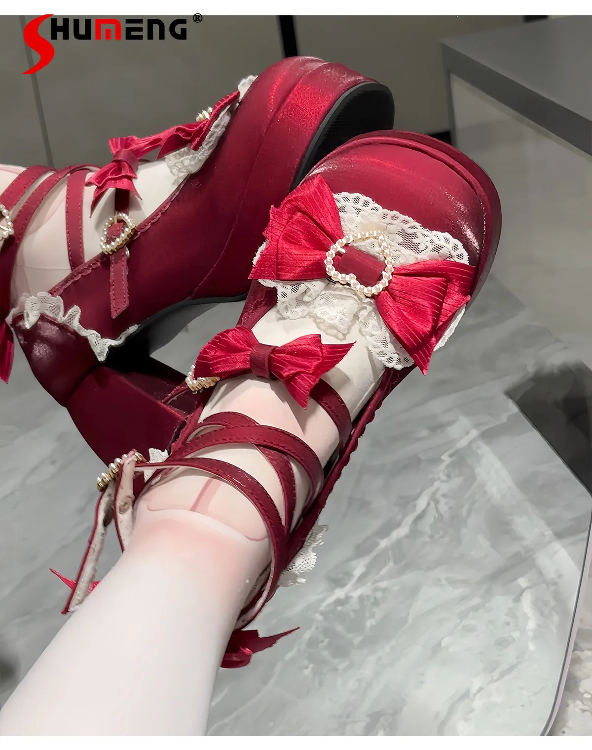 Original Japanese Elegant Sweet Princess Lolita High Heels Pumps Lace Bow Heart Buckle Kawaii Versatile Mary Jane Shoes Women
Original Japanese Elegant Sweet Princess Lolita High Heels Pumps Lace Bow Heart Buckle Kawaii Versatile Mary Jane Shoes Women