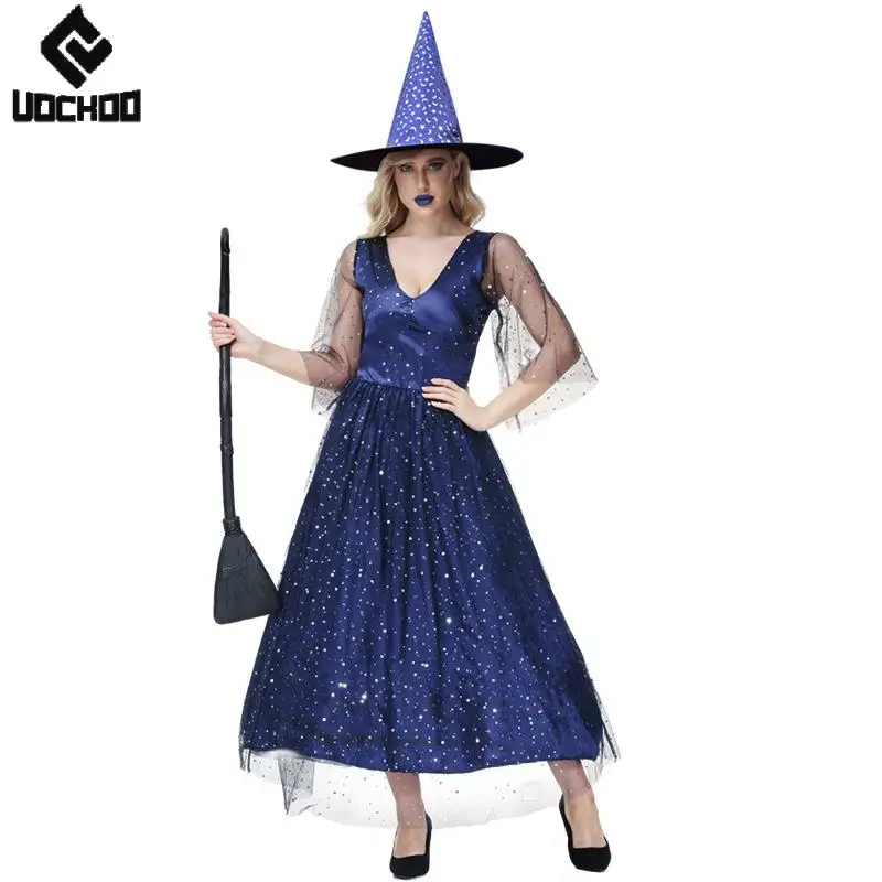 Blue Witch Dress Suit Halloween Magician Cospaly Costume Witch Hat Day of The Dead Outfit Carnival Women Gown Festival Wear
Blue Witch Dress Suit Halloween Magician Cospaly Costume Witch Hat Day of The Dead Outfit Carnival Women Gown Festival Wear