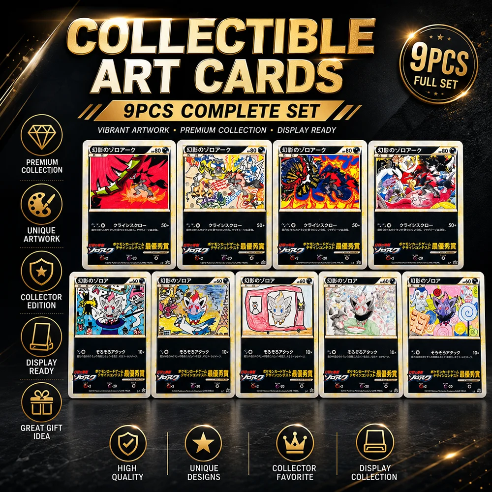 Anime PTCG 9PCS Zorua Zoroark Fan Art Card Collection Set, Rare Full Art Trading Cards, Premium Display Collection Gift Fans
Anime PTCG 9PCS Zorua Zoroark Fan Art Card Collection Set, Rare Full Art Trading Cards, Premium Display Collection Gift Fans