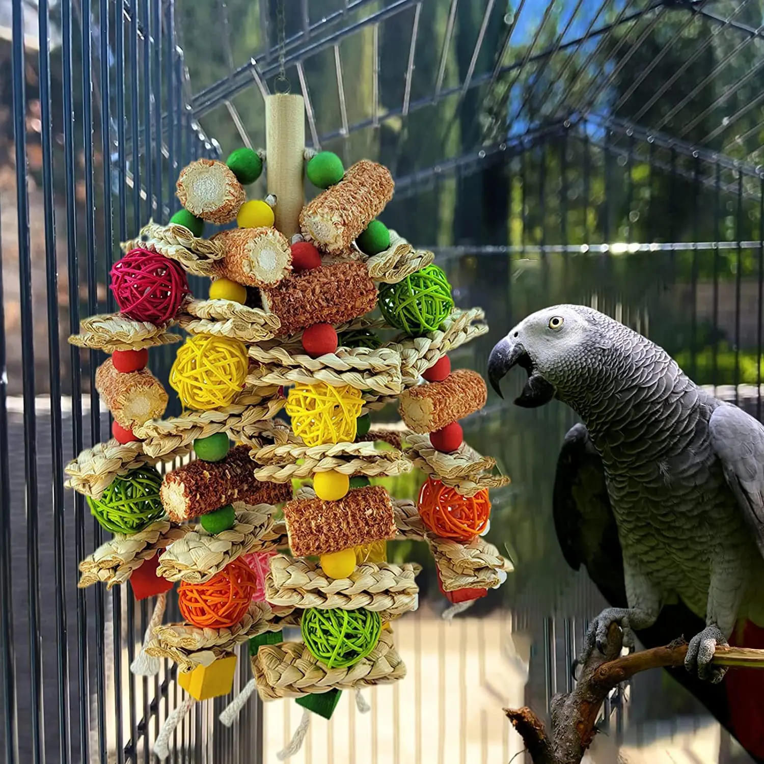 Bird Hanging Chew Toys Rattan Ball Corn Cob Teeth Grinder Toys Cage Accessories For Large Medium Parrot
Bird Hanging Chew Toys Rattan Ball Corn Cob Teeth Grinder Toys Cage Accessories For Large Medium Parrot