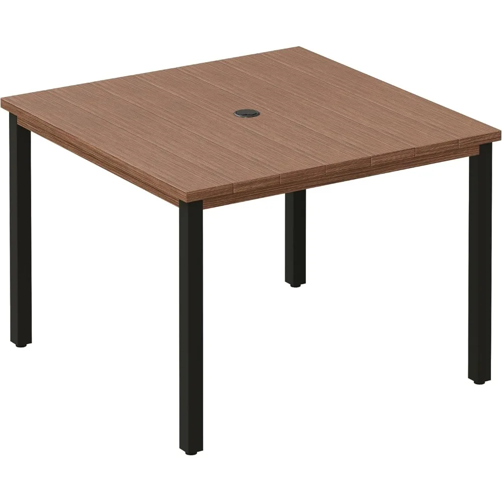 Patio Dining Table for 4, Squre Metal Outdoor Table with Adjustable Umbrella Hole for Patio Lawn Deck Backyard, Walnut Tabletop
Patio Dining Table for 4, Squre Metal Outdoor Table with Adjustable Umbrella Hole for Patio Lawn Deck Backyard, Walnut Tabletop