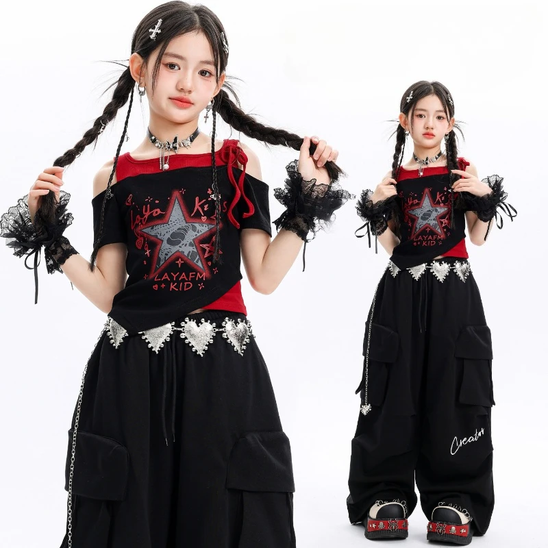 Jazz Modern Dance Costumes for Girls Black Red Tops Casual Pants Suit Group Hip Hop Street Dance Wear Stage Performance Clothes
Jazz Modern Dance Costumes for Girls Black Red Tops Casual Pants Suit Group Hip Hop Street Dance Wear Stage Performance Clothes
