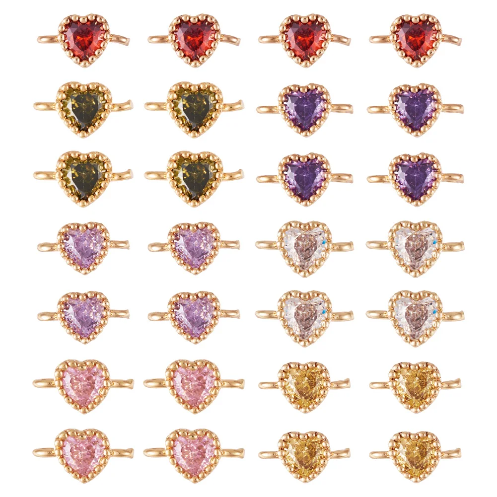 28Pcs Heart Connector Charms Brass Cubic Zirconia Links Pendants for DIY Jewelry Making Bracelet Necklace Accessories 9x5x3.5mm
28Pcs Heart Connector Charms Brass Cubic Zirconia Links Pendants for DIY Jewelry Making Bracelet Necklace Accessories 9x5x3.5mm