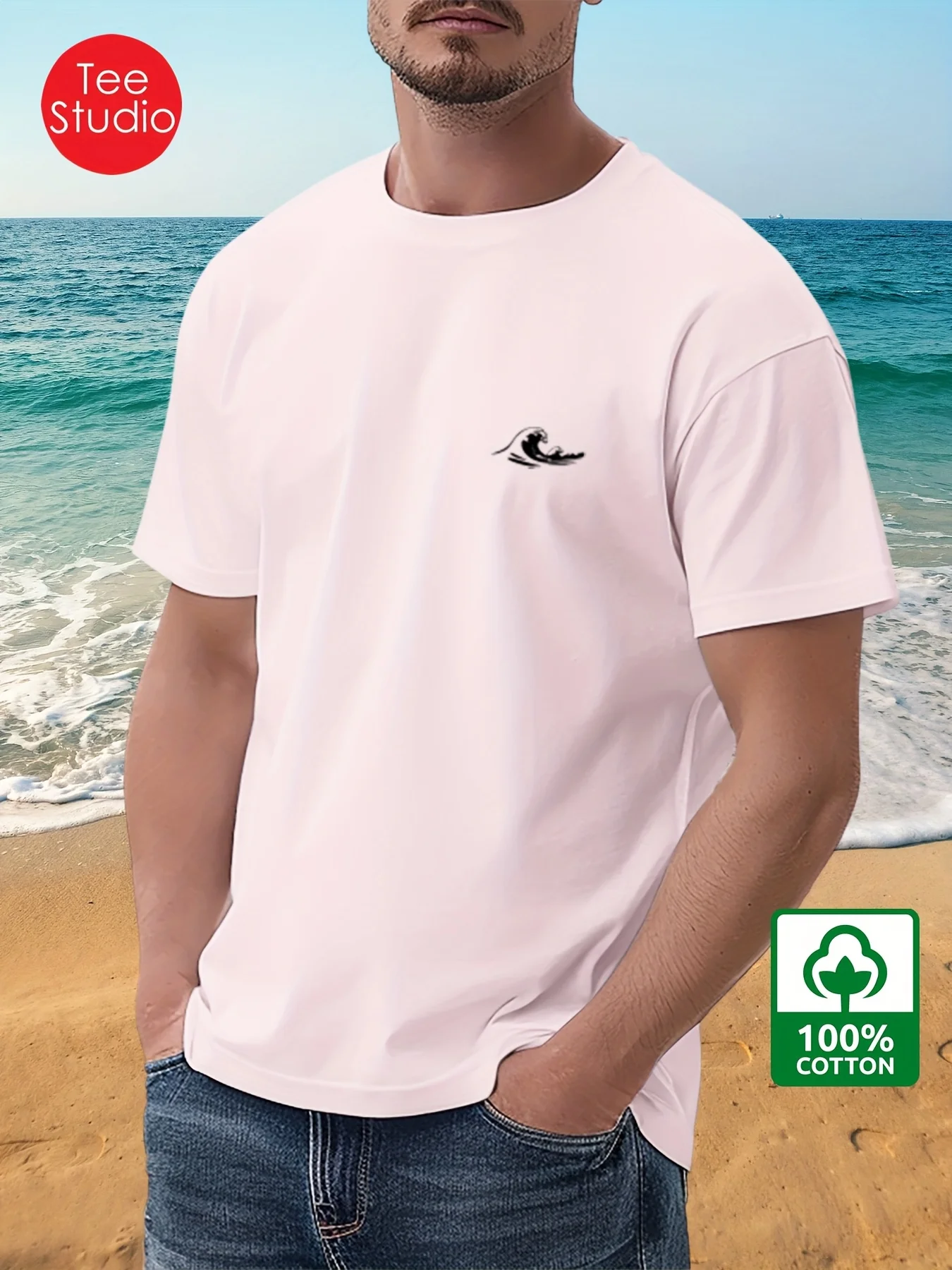 Мужская модная повседневная свободная волнистая футболка из 100% чистого хлопка с принтом и круглым вырезом с короткими рукавами, топ
Мужская модная повседневная свободная волнистая футболка из 100% чистого хлопка с принтом и круглым вырезом с короткими рукавами, топ