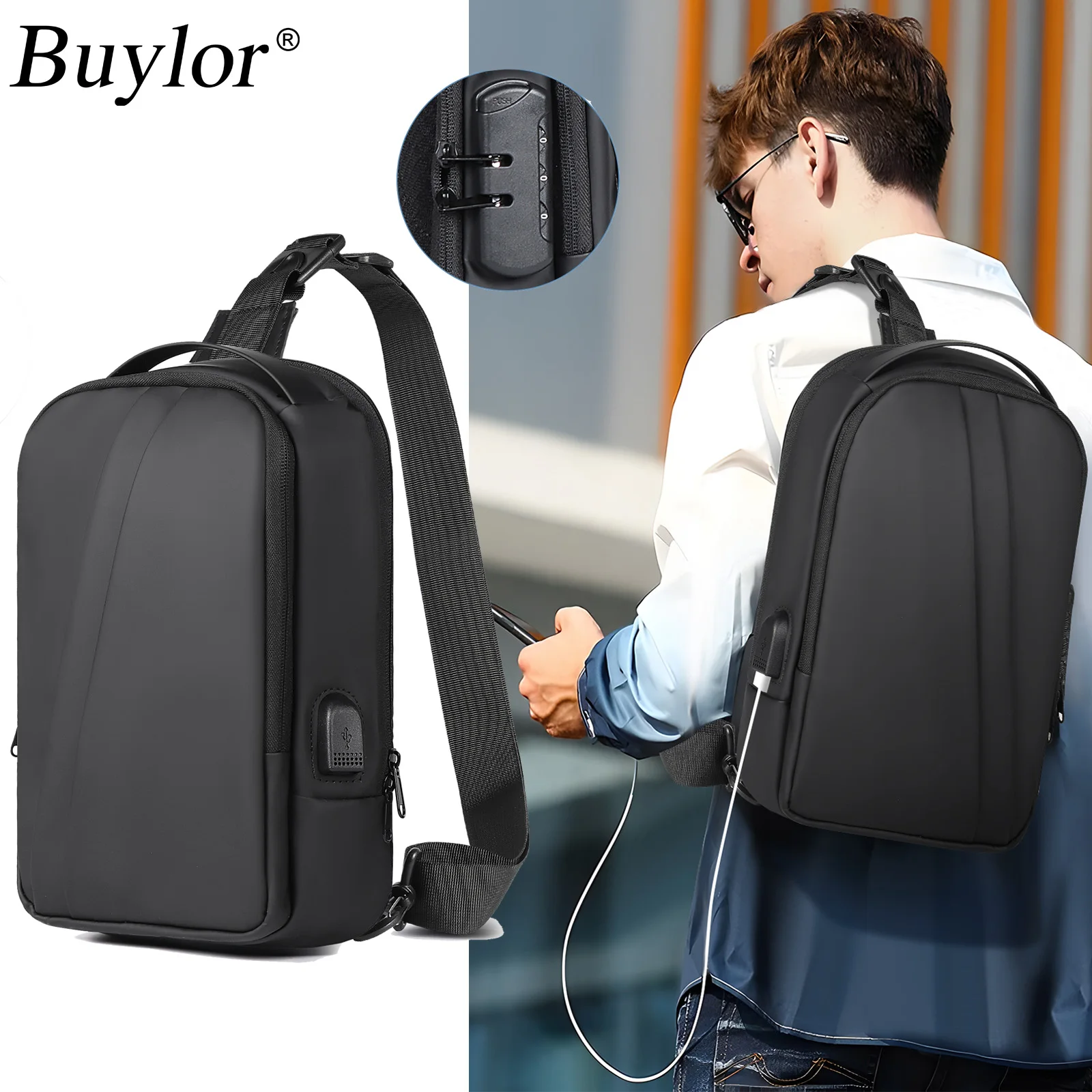 Buylor Men's Anti-Theft Chest Bag Nylon Multifunction Crossbody with USB Charging Travel Sling Shoulder Bag Messenger Cross Bag
Buylor Men's Anti-Theft Chest Bag Nylon Multifunction Crossbody with USB Charging Travel Sling Shoulder Bag Messenger Cross Bag