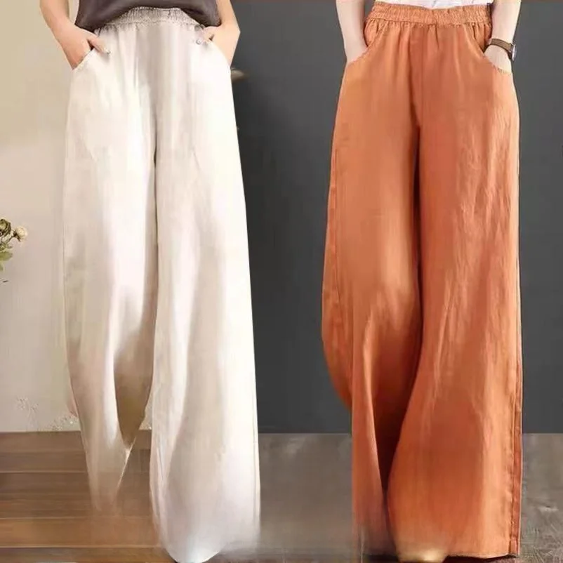 High Waist Wide Leg Pants Women's Loose Fit Casual Trousers Elastic Waist Linen Summer Fashion Straight Cut Pants
High Waist Wide Leg Pants Women's Loose Fit Casual Trousers Elastic Waist Linen Summer Fashion Straight Cut Pants