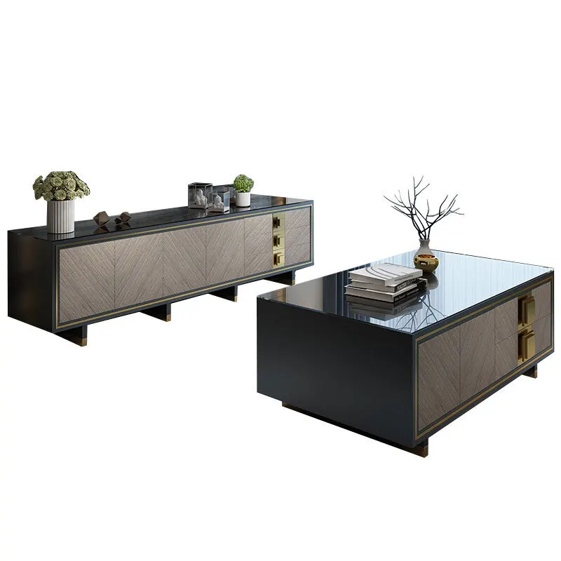 Simple TV cabinet coffee table combination TV Nordic light luxury walnut rounded corner small
Simple TV cabinet coffee table combination TV Nordic light luxury walnut rounded corner small