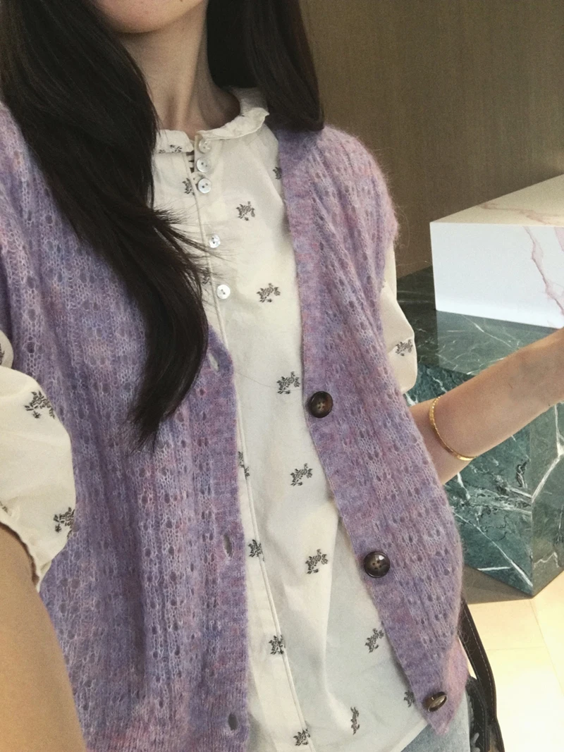 Cuijia Wool Blend Knitted Open Cardigan Sleeveless Hook Flower Organization Soft V-Neck Regular Length Spring Casual
Cuijia Wool Blend Knitted Open Cardigan Sleeveless Hook Flower Organization Soft V-Neck Regular Length Spring Casual