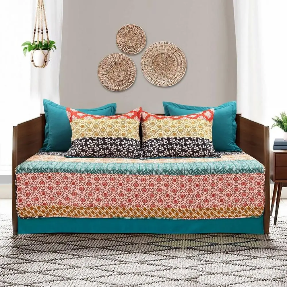 Bohemian Stripe Cotton Daybed Cover Set Microfiber Back 6pc Set Turquoise Orange Free-spirited Patterns Breathable Year-round
Bohemian Stripe Cotton Daybed Cover Set Microfiber Back 6pc Set Turquoise Orange Free-spirited Patterns Breathable Year-round