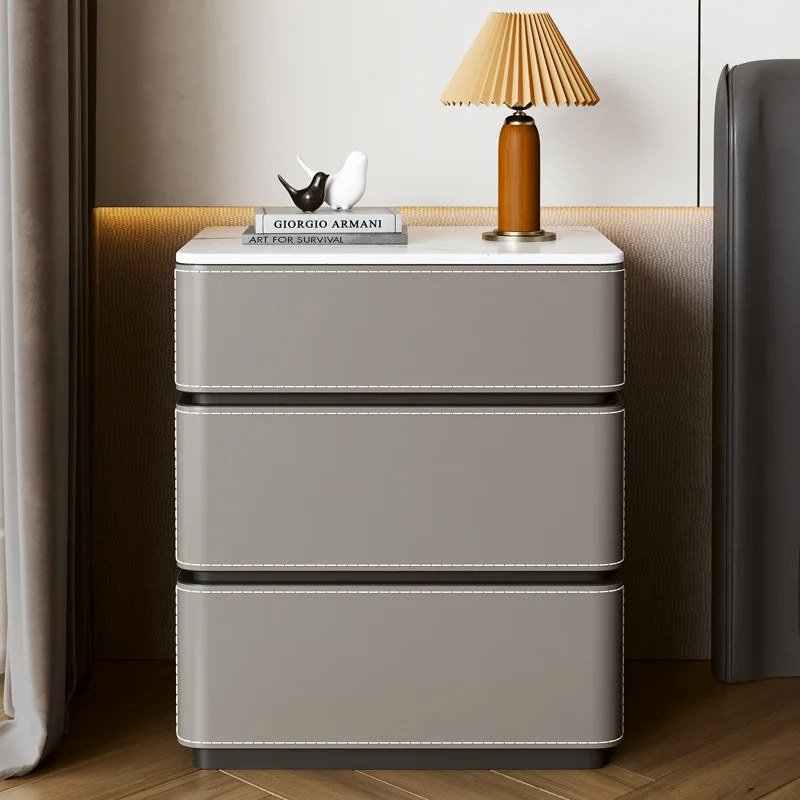 Italian minimalist saddle leather bedside table light luxury solid wood rock slab side table high-end designer simple modern bed 
Italian minimalist saddle leather bedside table light luxury solid wood rock slab side table high-end designer simple modern bed