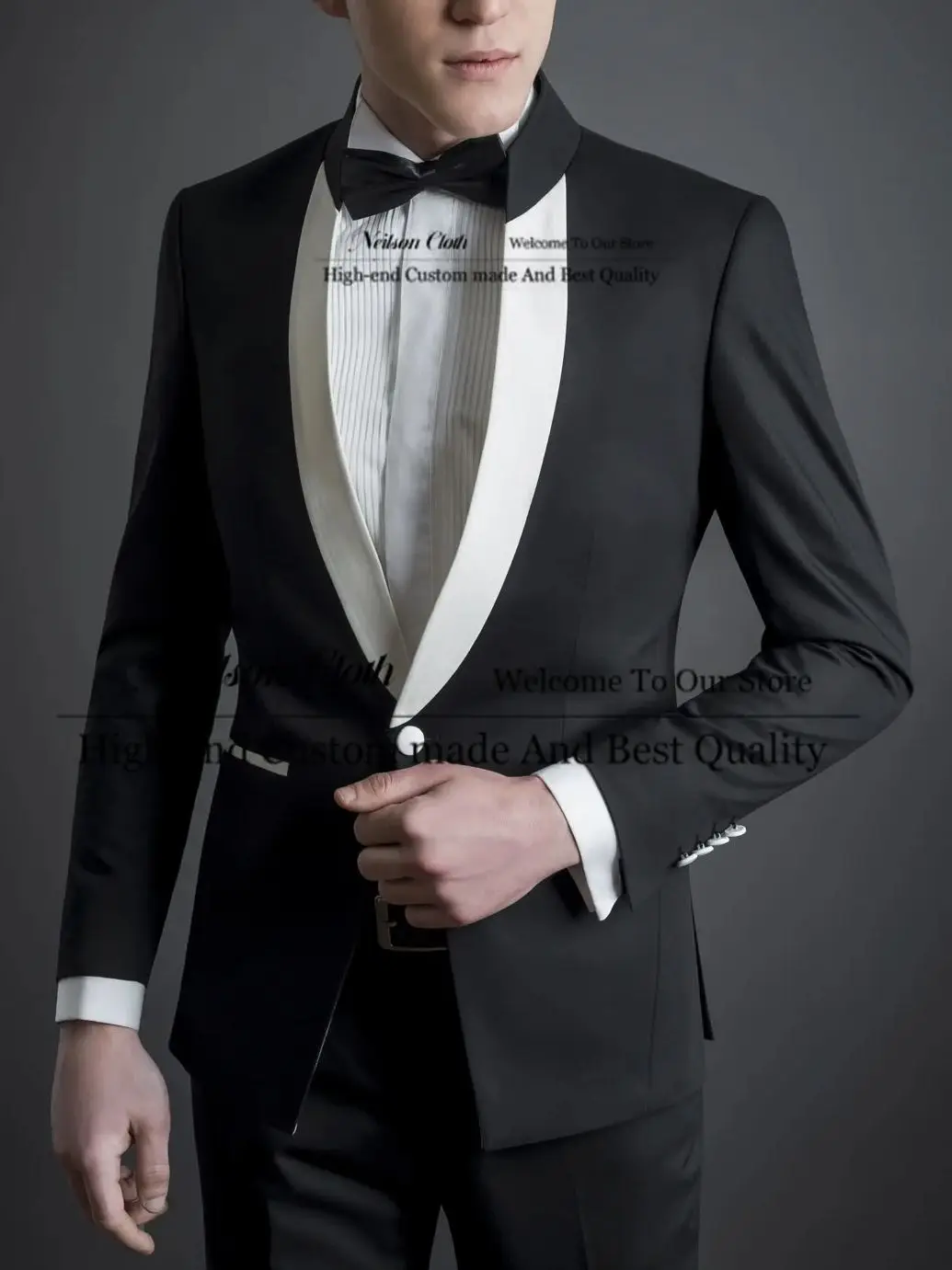 Business Black Male Prom Blazers 2 Pcs Sets One Button Groom Wedding Tuxedos Groomsmen Customized Stand Collar Terno Masculino
Business Black Male Prom Blazers 2 Pcs Sets One Button Groom Wedding Tuxedos Groomsmen Customized Stand Collar Terno Masculino