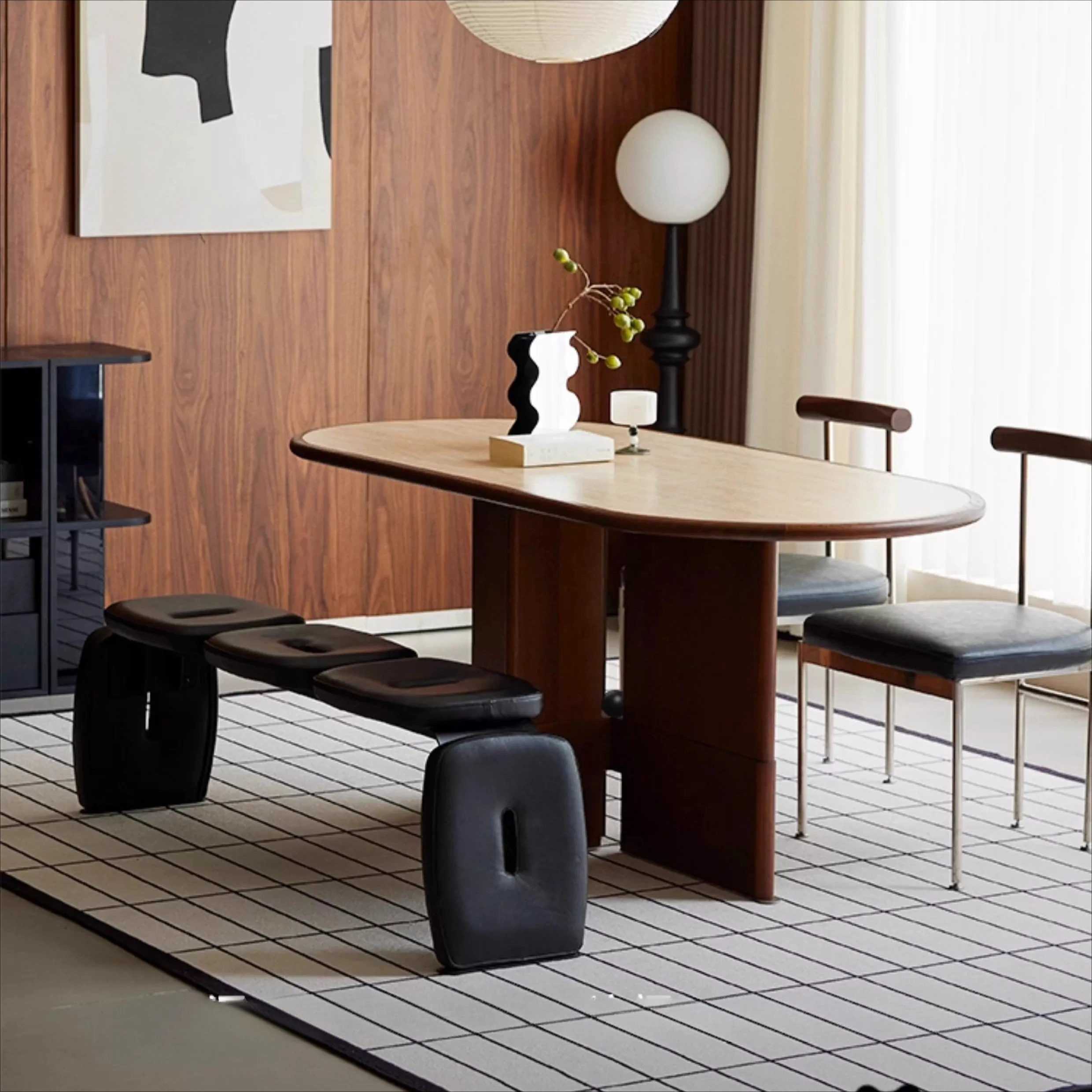 Travertine dining table oval simple household living room light luxury dining table and chair combination small apartment
Travertine dining table oval simple household living room light luxury dining table and chair combination small apartment