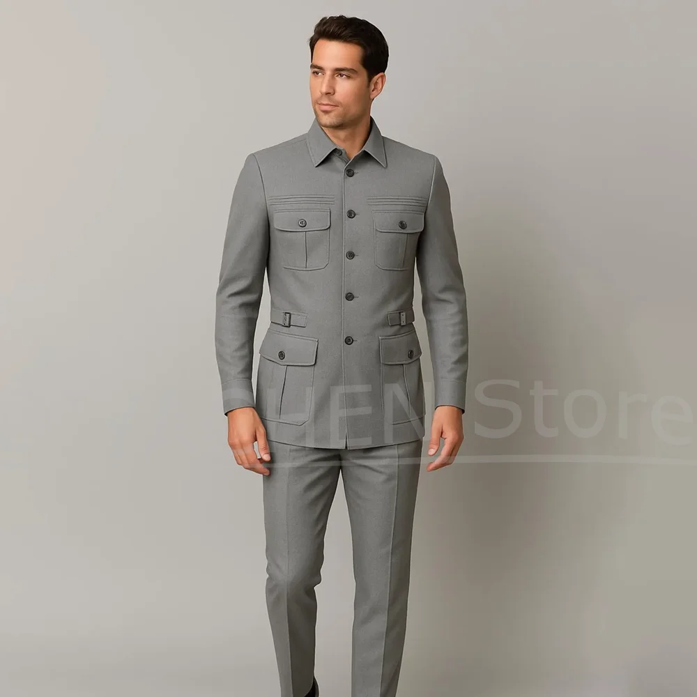 Мужской серый костюм, комплект из 2 предметов, однобортный наряд с несколькими карманами, модные деловые повседневные смокинги для свадебной вечеринки
Мужской серый костюм, комплект из 2 предметов, однобортный наряд с несколькими карманами, модные деловые повседневные смокинги для свадебной вечеринки